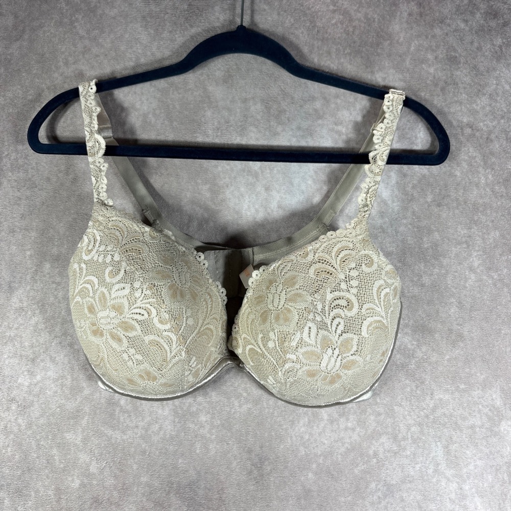 Cacique‎ Bra Women 40D Beige Lace Underwire Padded Full Coverage Floral